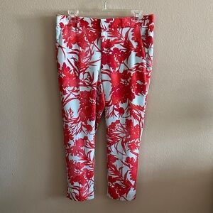 Banana Republic Red Floral Crop Pants on Light Blue